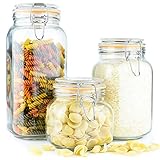 Galashield Glass Jars with Airtight Lids Leak Proof Rubber Gasket (Set of 3-25 oz, 50 oz 67 oz)