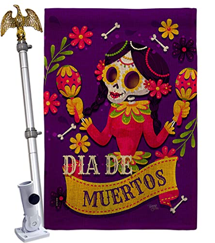 Breeze Decor Lady Dia De Muertos Burlap House Flag Eagle Set Fall Day of Dead L…