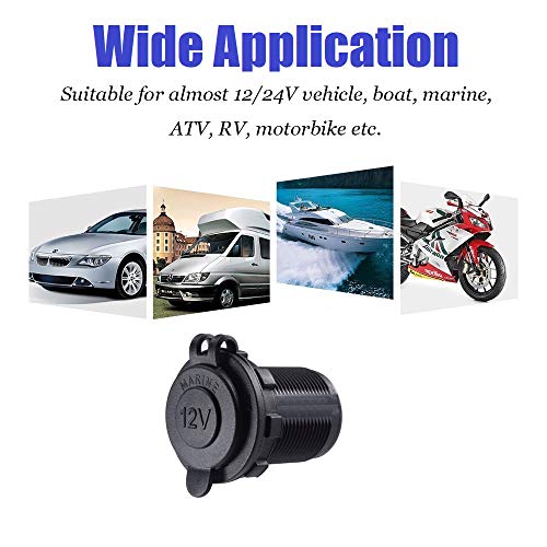 YONHAN Cigarette Lighter Socket 12V Power Outlet Receptacle with Green LED for Car Marine Motorcycle Scooter RV and More, 2-Pack