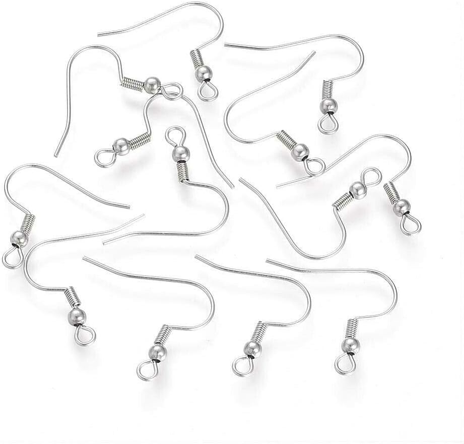 Angel Malone Hypo-Allergenic Stainless Steel Earring Wires Fish Hooks 21mm Findings Jewellery Making Findings UK Seller (100)