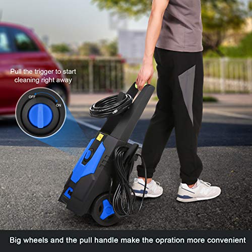 mrliance 3500PSI Electric Pressure Washer, 2.0GPM Electric Power Washer High Pressure Washer with Spray Gun, Brush, and 4 Quick-Connect Spray Tip (Blue)