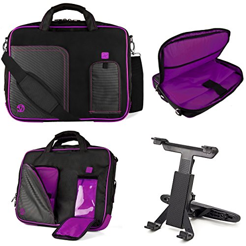 Purple VG Pindar Edition Messenger Bag Carrying Case for Samsung ATIV Smart PC 500T 11.6-inch Windows Tablet + Universal Headrest Mount