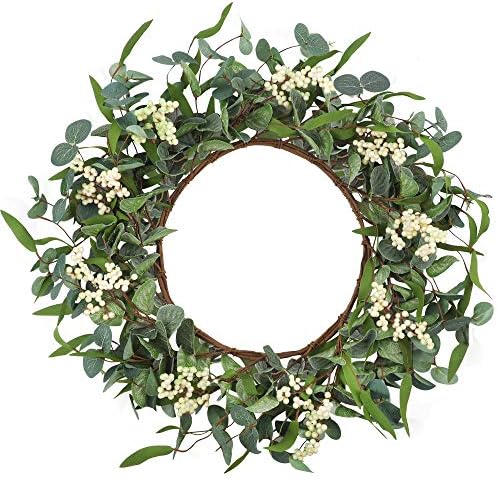 CEWOR Artificial Spring Eucalyptus Wreath 20inch Large Green Leaf Wreath