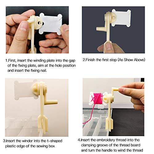 UOOU 100 Pieces Plastic Bobbins, Card Thread Holder Embroidery Thread Cards Cross Stitch Bobbins with Floss Winder for Embroidery Floss Cotton Thread Organizer - Thumbnail 2