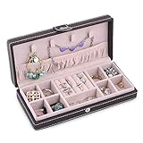 Kendal Small Leather Jewelry Box,Necklace Ring Storage Organizer Travel Case Storage Portable Brown Organizer LJC01BN