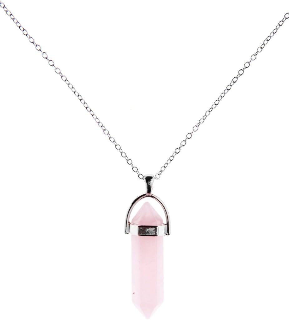 Women Rose Quartz Boho Necklace | Pendant Chain Necklace in Silver Nickel Free