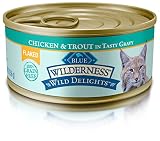 Blue Wilderness Wild Delights Adult Grain Free Flaked Chicken & Trout In Tasty Gravy Wet Cat Food 5.5-Oz (Pack Of 24)