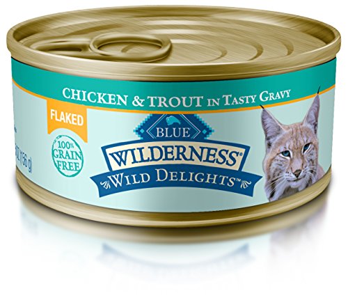 Blue Wilderness Wild Delights Adult Grain Free Flaked Chicken & Trout In Tasty Gravy Wet Cat Food 5.5-Oz (Pack Of 24)