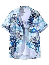 Floerns Men's Casual Tropical Print Button Down