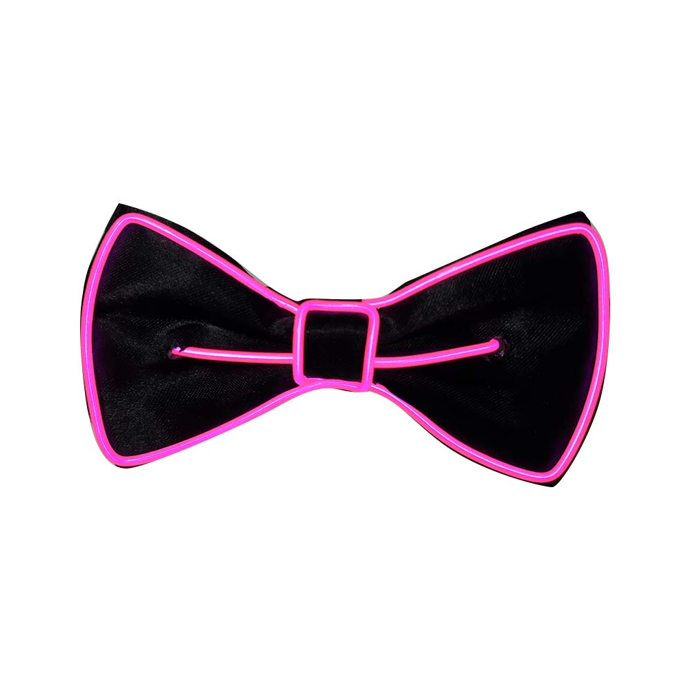 SOUTHSKY Light Up Bow Tie Luminous Novelty Neon EL Wire Glowing for Rave,Party,Christmas,Halloween,Costume,Parties,Festival,Cosplay (Pink) — image 1