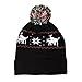 Windy City Novelties LED Light-Up Knitted Christmas Beanie | Ugly Sweater Reindeer Design | 3 Flashing Modes