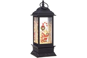 RAZ Imports Santa and Candy Cane Lighted Water Lantern (Musical Snow Globe) 11 Inch Lighted Christmas Snow Globe with Swirling Glitter Battery Operated and USB Powered