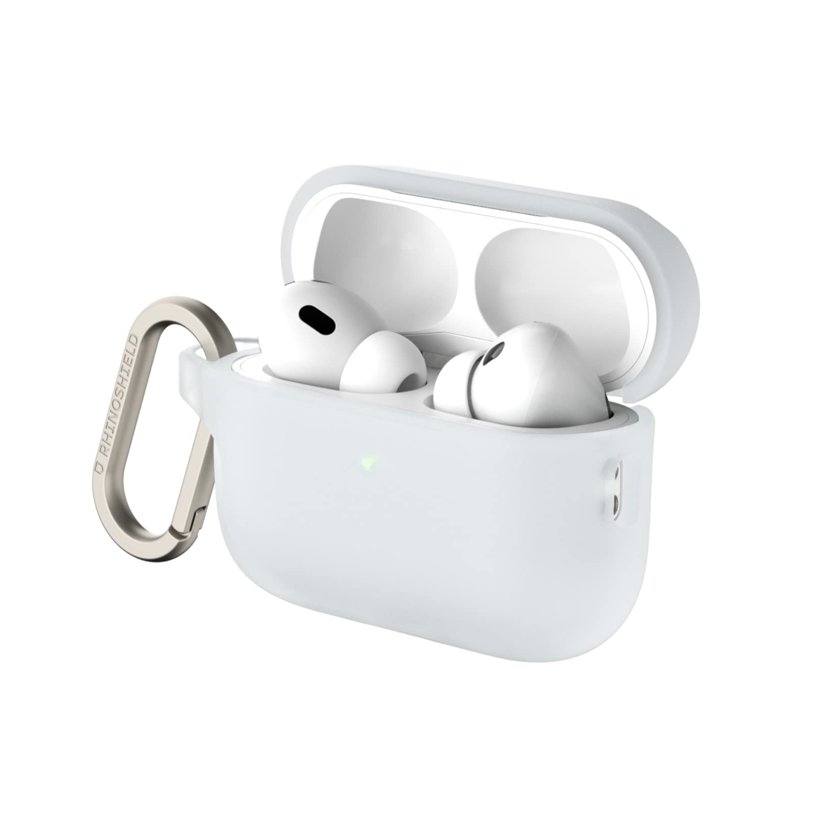 RHINOSHIELD AirPods Case with Carabiner Compatible with Apple [AirPods Pro 2] | Military Grade Drop Protection, Scratch Resistant, Wireless Charging - [Transparent, Standard Set]