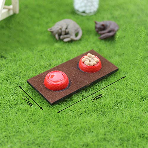 Slendima Mini Wood Resin Pet Dog Cat Food Bowl Model Miniature Ornament Decor for Dollhouse Accessory