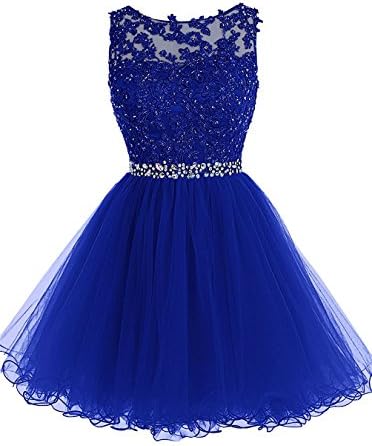 Heisok Applique Beading Short Homecoming Dresses Sequined Lace Cocktail Prom Gowns 01A 16 Royal Blue