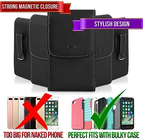 Leather Vertical XLarge Oversize Belt Clip Case Pouch Holster for Microsoft Lumia 550 [PERFECT FITS WITH EXTENDED BATTERY POWER CASE ON IT ]