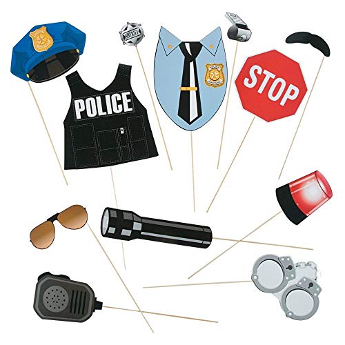 Police Party Photo Stick Props - 12 pc