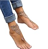 Sealike Handmade Crochet Barefoot Sandals Wedding Beach Jewelry Shoes Footless Sandles Foot Jewelry Summer Shoes with Stylus Khaki