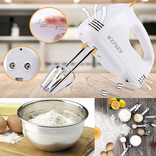 5Speed Electric Hand Mixer, 5 Large Mixing Bowls Set, Handheld Mixers