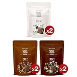 ChocZero Multi Flavor Chocolate, Sugar Free, Low Carb. No sugar alcohols, No Artificial Sweeteners. All Natural, Non-GMO - 6 Bags(Milk2, 50% Dark2, 70% Dark2, 60 pieces)