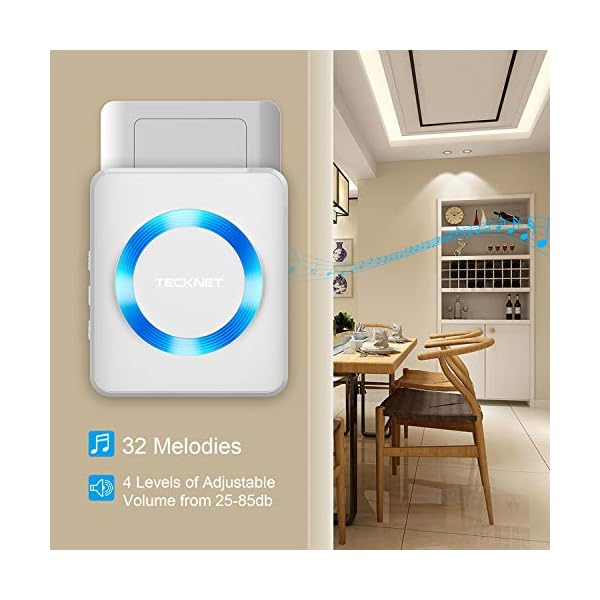 Wireless Doorbell, Waterproof Wall Plugin Cordless Door Chime Kit with 1300feet / 400m