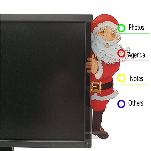 Goblin's Treasures Excelity Concise Monitor Message Board/Computer Monitors Side Panel/Notes Memo Board Message for Monitors,1Set (Left & Right) (Rightï¼ŒSanta Claus)