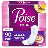 Poise Incontinence Pads, Original Design, Ultimate Absorbency, Long, 90 Count