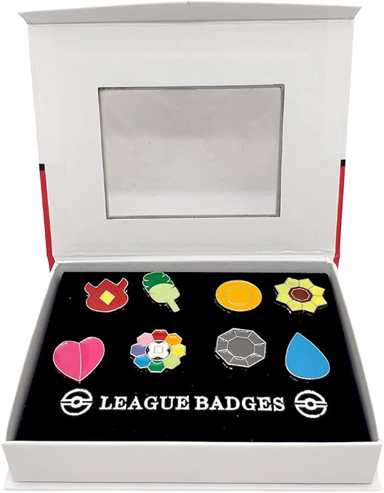 Pocket Monster Generation 1-6 Gym Badge Collection Box, Game collection Set of 8PCS, Gift for Boy and Girls (Generation 1): Clothing