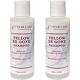 STAR CARE Yellow Be Gone Shampoo 4oz/118ml (2 Pack) Clarifying Brassiness Neutralizer for Bleached, Blonde, Gray & Highlighted Hair, Restores Shine & Cool Tones