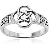 Hoops & Loops Sterling Silver Oxidized Love Knot Flower Ring