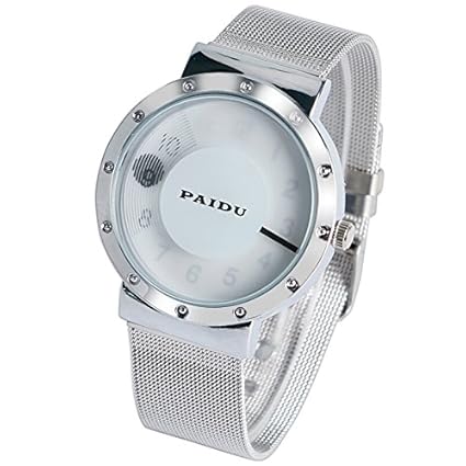 Turnable Analogue White Dial Stainless Steel Mens Watch GT-Paidu-004