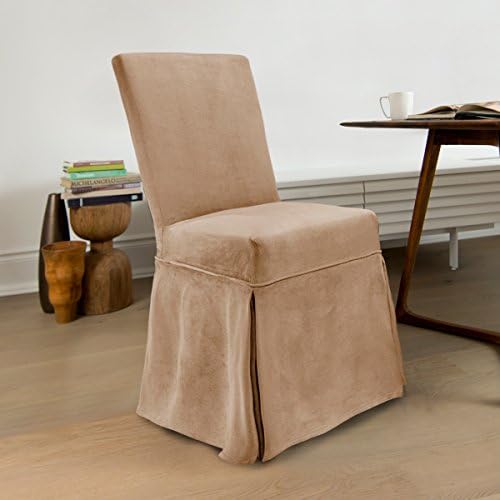 Coverworks SIEN1941BISC4 Sienna Suede Relaxed Fit Dining Chair Slipcover with Ties in Biscuit 4 Pack,Biscuit,Parson's Chair