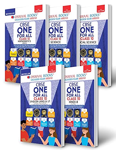 Oswaal CBSE ONE for ALL Class 10 (Set of 5 Books) Mathematics (Basic), Science, Social Science, English, Hindi B [Combined & Updated for Term 1 & 2]
