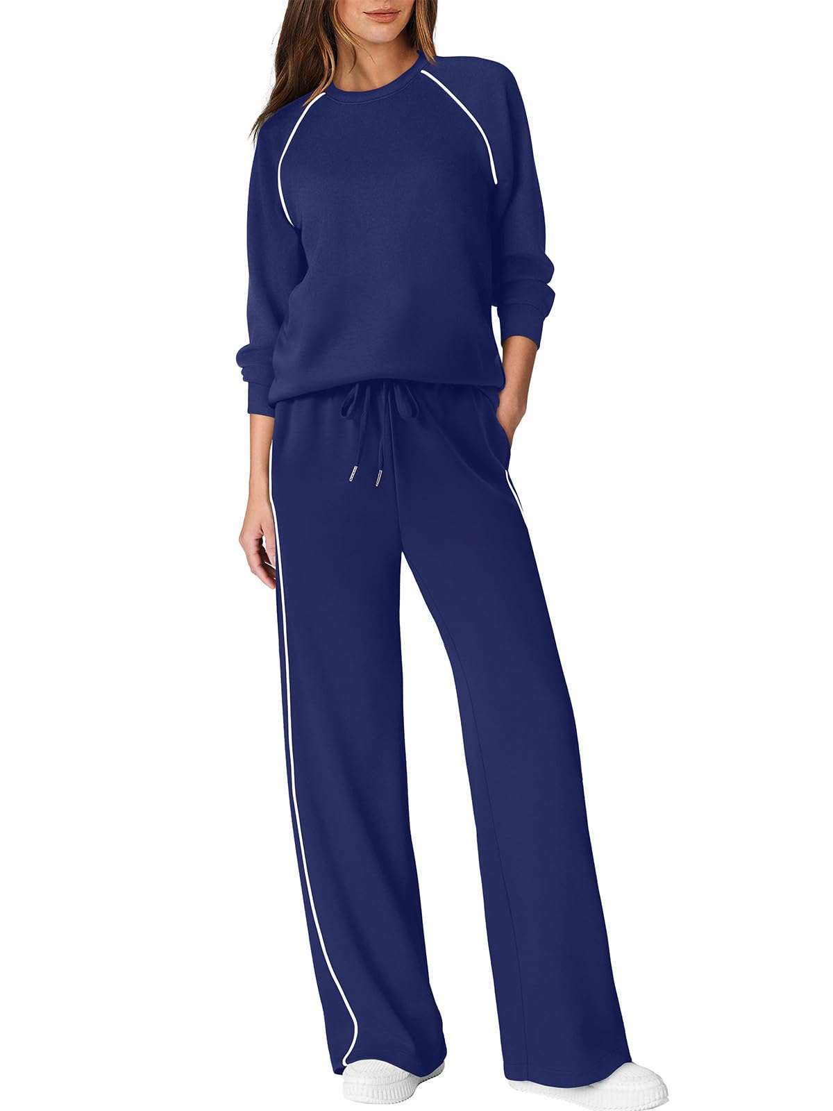 Photo 1 of ***POSSIBLE PARTIAL SET**** Sampeel Matching Sets Women Clothing 2 Piece Lounge Sets Sweatsuits Workout Set Fashion Clothes Airport Teacher Fall Outfits Postpartum Resort Wear 2025 Trendy Dark Blue XL
