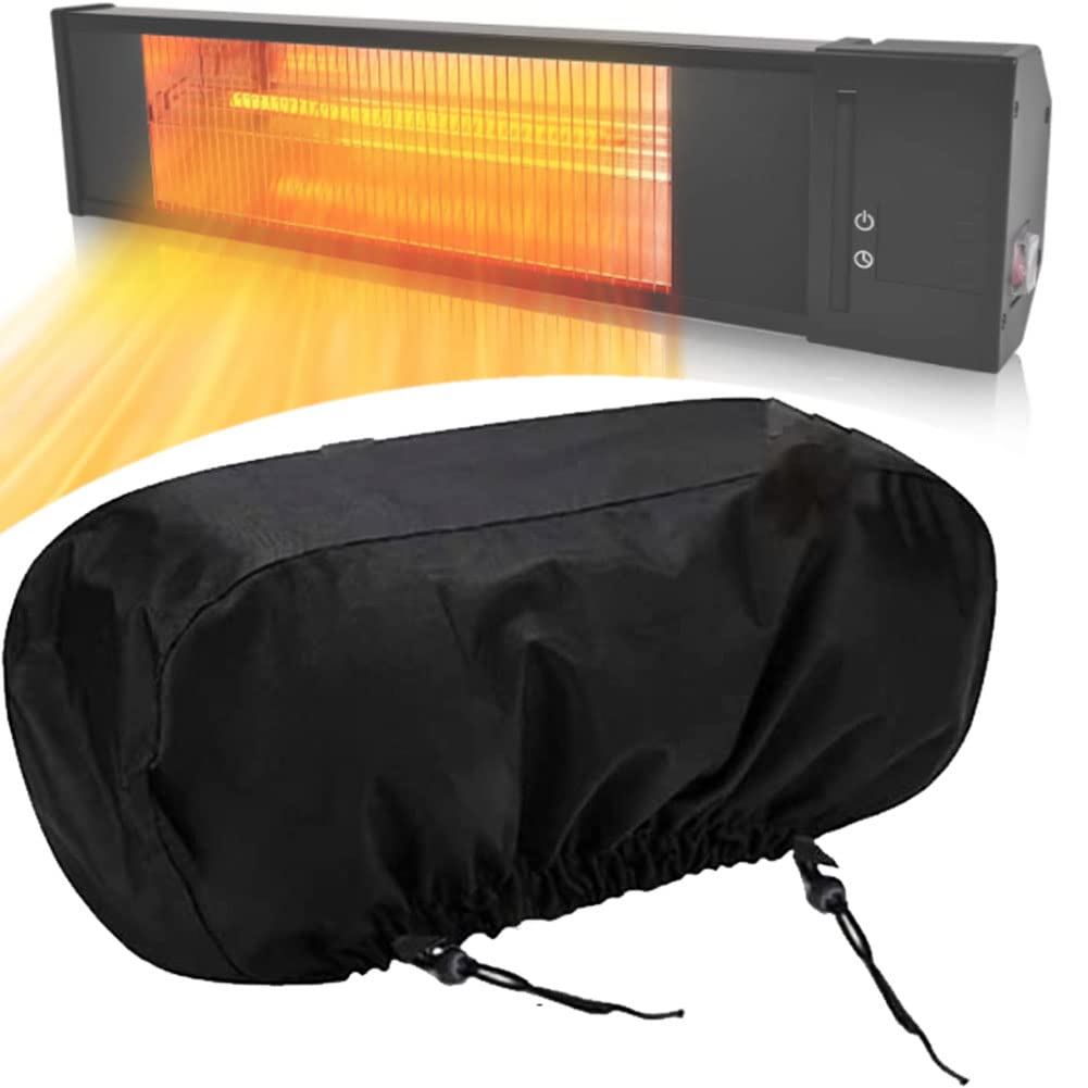 Universal Wall-Mounted Patio Heater Cover-420D Black Oxford Waterproof Dustproof Electric Infrared Heater Covers for Indoor Outdoor Garage Backyard Hanging Patio Heaters