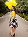 PERSUN Women Floral Midi A-Line Skater Skirt Black