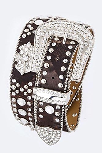 Chic Chelsea Cyrstal Concho Western Fashion Belt (Dark Brown)