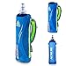Geila Handheld Water Bottle for Running, 17 oz Grip Handheld Bottle with Hand Strap Hydration Pack, Sport Soft Flask (Blue)