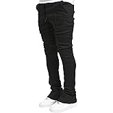 GORGLITTER Men's Letter Graphic Drawstring Waist Pants Stacked Flared Cool Sweatpants with Pockets