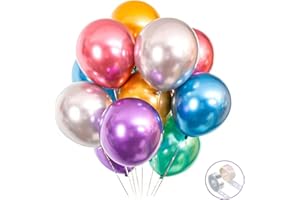 JHBVHBH Colorful Party Balloons 100pcs 12inch Chrome Metallic Helium Balloons for Birthday Party Decoration and Arch Decoration Wedding Birthday Baby Shower Christmas Party