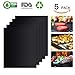 WINSEE Grill Mat Set of 5 Non-Stick BBQ Grill Baking Mats Cooking Mats FDA-Approved PFOA Free Reusable and Easy to Clean 15.75 X 13 Inch Black