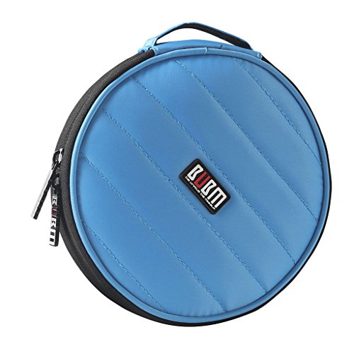 0721H BUBM Portable Round 32 CD Disc Storage Case Bag Heavy Duty CD/DVD Wallet for Car, Home, Office and Travel (Blue)