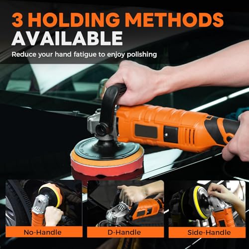 GOGOBAO Buffer Polisher, 1200W 7 Inch/6 Inch Car Polisher Set, 7 Variable Speed 600-3000 RPM, Car Polishers and Buffers with Detachable Handle for Car, Boat Sanding, Polishing, Waxing