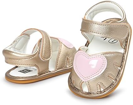 Antheron Baby Girls Boys Summer Sandals Soft Rubber Sole Non-Slip Outdoor Toddler First Walker Shoes(Gold,3-6Month)