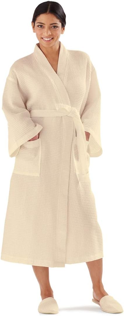 Boca Terry Womens Robe, Lightweight Waffle Kimono Bathrobe - Medium Large, XXL, XXXXL