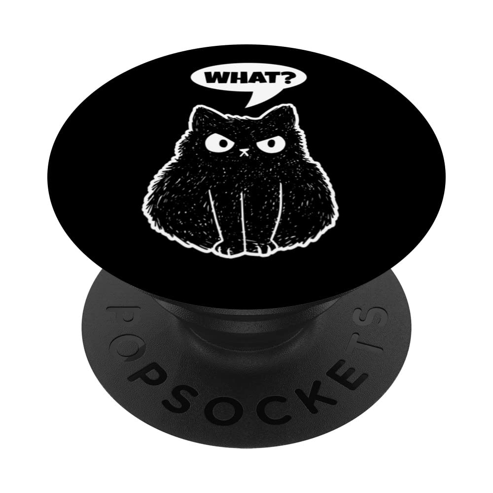 Angry Looking Cat Says What? PopSockets Swappable PopGrip