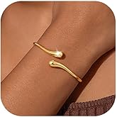 Robaice Gold Bracelets for Women Trendy,14K Gold Plated Bangle Cuff Bracelet Chunky Twist Bracelet Non Tarnish Hypoallergenic Jewelry Gift for Women