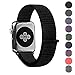 Pantheon Woven Nylon Replacement Apple Watch Band by, Sport Loop Edition, For Men or Women, Strap fits the 38mm or 42mm Apple iWatch, Compatible Series 1, 2, 3, Nike (Dark Black, 38mm)