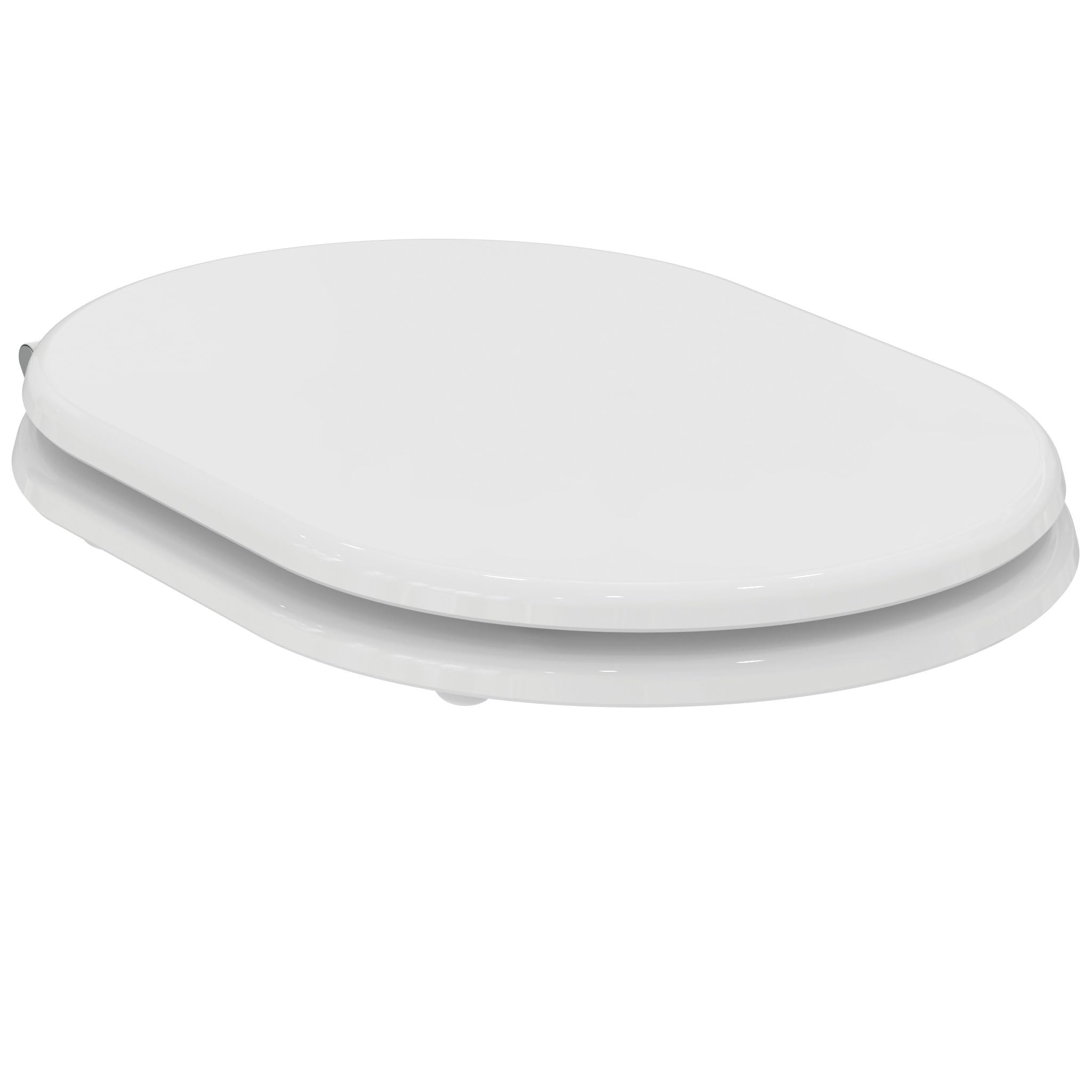 Ideal Standard Fiorile Toilet Seat, Slim Sandwich Design, Round, UV Resistant, Durable, Set of Hinges Included, Easy to Install, Sturdy Duroplast, White