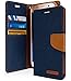 GOOSPERY Canvas Wallet for Samsung Galaxy S7 Case (2016) Denim Stand Flip Cover - Blue Navy